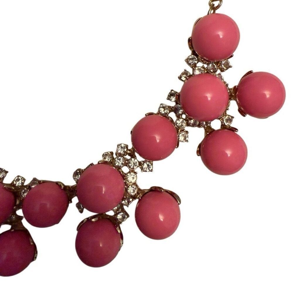 Talbots Pink With Crystal Statement Necklace - image 2